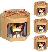 ISKYBOB 24PCS Individual Bakery Boxes with Window, Hexagon Single Cake Box 4.7 x 4In Kraft Paper ...