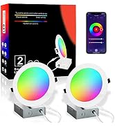 MELEGAN Smart Recessed Lighting 6 Inch LED Slim Recessed Lights 13W RGB + 2700K-6500K WiFi App & ...