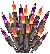 ODEETRONIC Purple Orange Lights, 21.63ft 100 Count Mini Incandescent Halloween Lights, 120V UL Ce...