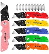 TIFICAL Folding Utility Knife 6-Pack, Quick-change Box Cutter for Cardboard and Boxes, Box Cutter...