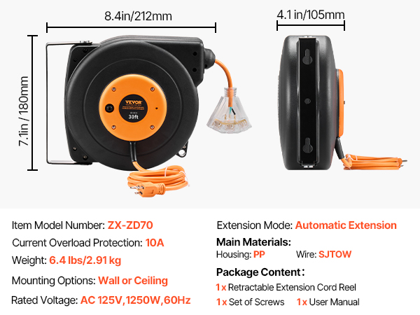 retractable extension cord