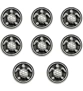 FKLOYP Antique Silver Turtle Cabinet Knobs(Set of 8), Nautical Drawer Pulls Vintage Round Dresser...