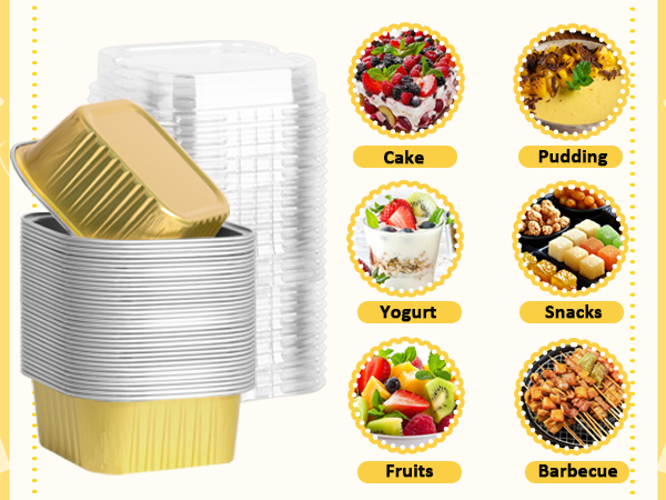 5 OZ Square Mini Baking Pans with Lids