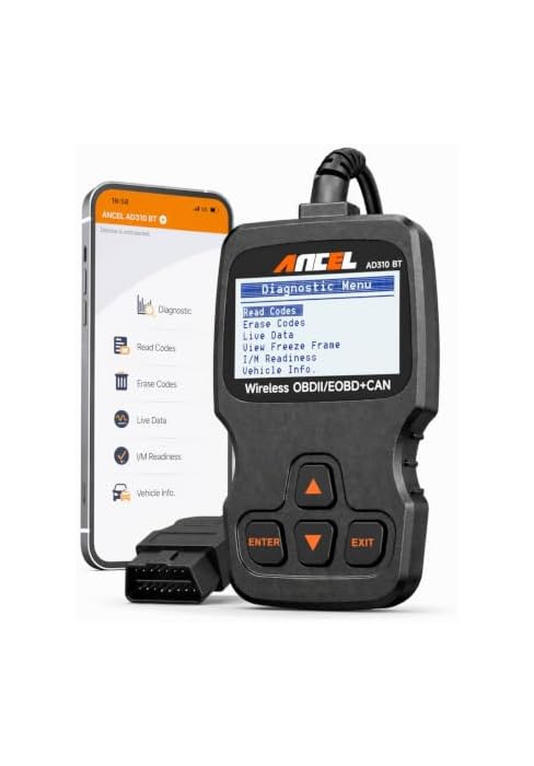ANCEL AD310 BT OBD2 Scanner with Bluetooth, Car Code Reader Upgraded AD310 with Battery Voltage M...