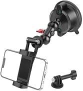 Mechrig Car Phone Holder Phone Mount for Car, Double-Layer Suction Cup Camera Mount with 360° Bal...