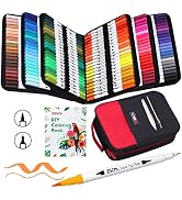 ZSCM 132 Colors Duo Tip Brush Markers, Artist Fine & Brush Tip Drawing Pens Calligraphy Pens for ...