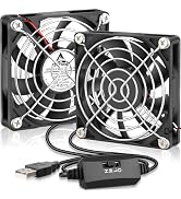 GDSTIME Dual 80mm x 15mm USB Fan with 3 Speed Control, 5V DC Brushless Small PC Computer Case Coo...