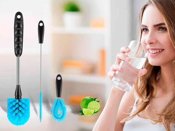 Bottle Brush Set of Three,Washable Coffee Cups, Water Bottles,