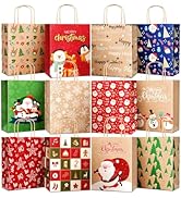 DeckTheHalls 24 Pack Christmas Gift Bags with 12 Stylish Prints, Christmas Tote Bags with Sturdy ...