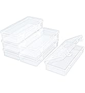 Thintinick 6 Pack Rectangular Clear Plastic Storage Containers Box with Hinged Lid for Beads and ...