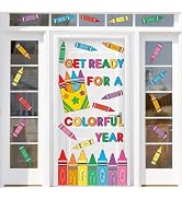 JarThenaAMCS Colorful Crayon Door Stickers Get Ready for A Colorful Year Wall Decals Large Mural ...