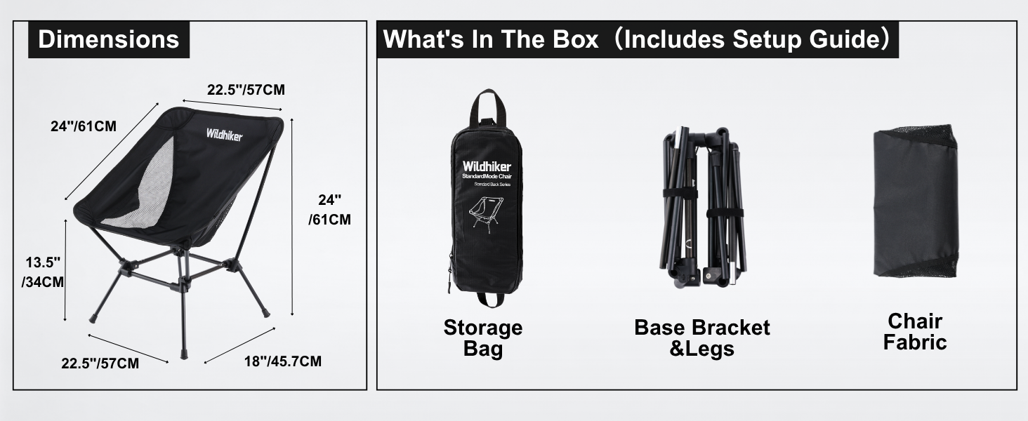 Camping chair details including breathable mesh, durable fabric, and stable square base frame