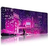 Gaming Japanese Anime Mouse Pad, Purple XL Desk Pad, Waterproof and Non-Slip Rubber Table Mat wit...