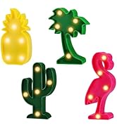Bigmeta Hawaiian Party Decorations Lights - 4 Shapes Flamingo Cacti Pineapple Palm Tree Mini LED ...