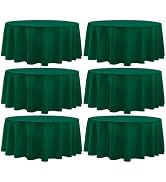 Aocoz Round Tablecloth 120 Inch 6 Pack Dark Green Tablecloths Washable Decorative Linen Polyester...