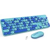 Wireless Keyboard and Mouse, LIZRROT Silent Keyboard Mouse Combo, Full-Sized Colorful Typewriter ...