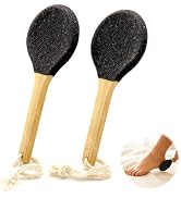 Curved Pumice Stone Foot File 2-Pack with Bamboo Handle | 82mm Contoured Surface for Heels & Toes...