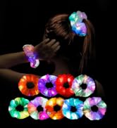 10Pcs LED Light Hair Scrunchies for Girls - Glow in the dark Hair Scrunchies, Light Up Scrunchy H...