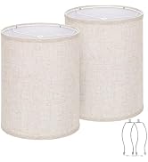 Tall Drum Lamp Shades Set of 2, 10"Top x10" Bottom x 13"High, Beige Lampshade for Table Lamp Floo...