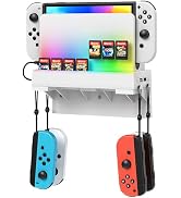 RGB Switch Wall Mount for Nintendo Switch/OLED, Games Console Wall Shelf with 7 Light Mode,Statio...