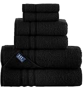 Hammam Linen Black 6 Pack Bath Towels Sets Linen for Bathroom Original Turkish Cotton Soft, Absor...