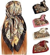 upeilxd 4Pcs Silk Head Scarves for Women Satin Hair Scarf 35”Large Square Bandana Silk Like Neck ...