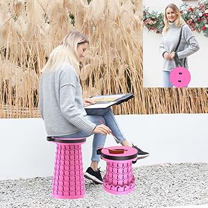 Travel Stool Telescoping Stool Portable Stools for Adults Collapsible Stool with Cushion