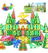 Dinosaur Toys Magnetic Tiles - Magnet Building Blocks for Toddler Kids Toys STEM Sensory Outdoor ...