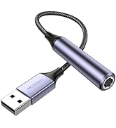 MOSWAG USB to 1/4 Jack Audio Adapter, USB to 6.35mm Female Headphone Aux Adapter with USB Externa...
