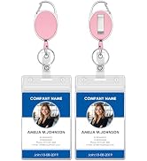 WEZEBEL 2-Pack Pink Retractable ID Badge Holder with Clip & Keyring – Soft, Durable 3.7?×2.5? Cle...