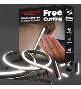 Shine Decor Under Cabinet Lighting Strip, Free Cuttable LED Silicone Neon Rope Hardwired 24V Anti...