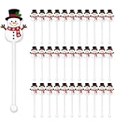 36Pcs Winter Drink Stirrers Xmas Stir Stick Holiday Coffee Swizzle Stick Reusable Plastic Hot Coc...