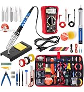 Soldering Iron Kit - Soldering Iron 60W Adjustable Temperature, Digital Multimeter, 5pcs Solderin...