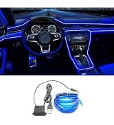 EL Wire Interior Car LED Strip Lights, 16.5FT USB Neon Glowing Strobing El Wire Strip with 6mm Se...