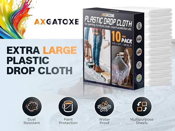 Heavy-duty plastic drop cloths for painting—dustproof, waterproof, tear-resistant