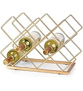 Drincarier Countertop Wine Rack - 10 Bottle Freestanding Modern Gold Metal Small Wine Rack - Tabl...