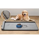 Dog Food Mat - Silicone Dog Mat for Food and Water - 36" x 24" Large Pet Feeding Mats with Residu...