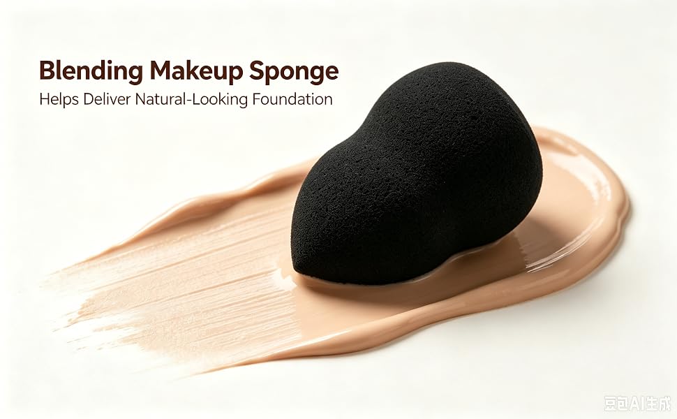 Gourd-shaped black makeup sponge for blending liquid foundation makeup
