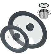 Universal Lid for Pots Pans and Skillets, 2 Pack Pan Cover fit 7", 8" 9" & 10", 11", 12" Diameter...