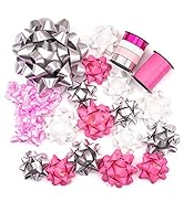 WRAPAHOLIC 19 Pcs Gift Bows Assortment - 16 Multi Colored Assorted Size Gift Bows(Pink, White, Si...