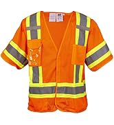Cordova VB3200FRM Type R, Class III, Limited FR, 5-Point Breakaway Vest, Orange Mesh, Clear Radio...
