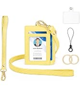 Lanyard Wallet with Id Badge Holder,PU Leather Lanyards for ID Badges,RFID Small Keychain Wallet ...