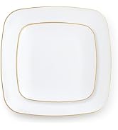R-kay Gold Plastic Plates For Party - 40 Pack - 20 Square Plastic Plates 10.25 Inch And 20 Small ...
