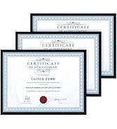 TWING 3PACK 8.5 x 11 Picture Frame For Certificate, Diploma, Display photos 6x8 with Mat or 8.5x1...