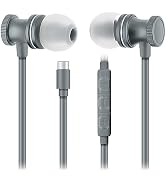 SENTRY OSE450 Gray Headphones in-Ear Earbuds with Wired USB-C Connection, Inline Volume Controlle...