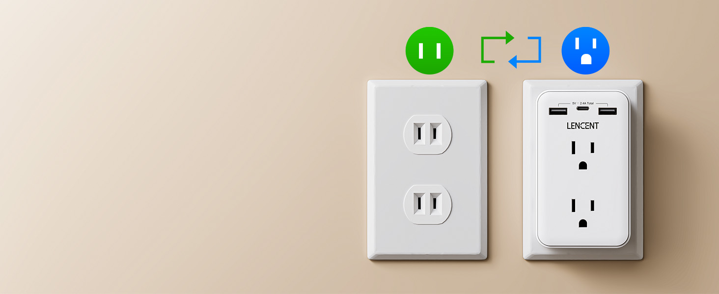 2 Prong to 3 Prong Adapter Perfect for Older Houses
