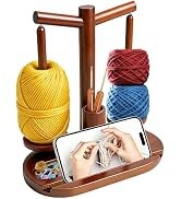 Lemosyu Wooden Yarn Holder for Crocheting and Knitting, Magnetic Rotating Yarn Spinner with 2 Spi...