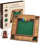 LumWuds Shut The Box Game Wooden Board (13.78 Inches) for 1-4 Players, Family Dice Games for Adul...
