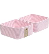 MiniArk Small Square Shallow Baskets for Organizing, 9.7x9.7x4.3 Inch Rope Woven Storage Bins for...