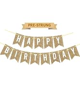 Pre-Strung Gold Happy Birthday Banner Decorations,12 ft No DIY Gold Glitter Birthday Party Banner...